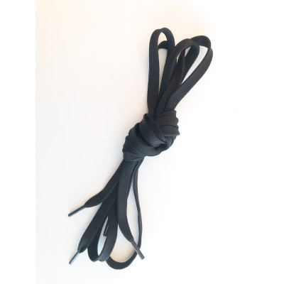 Thick flat laces, hydrophobic finish, black color